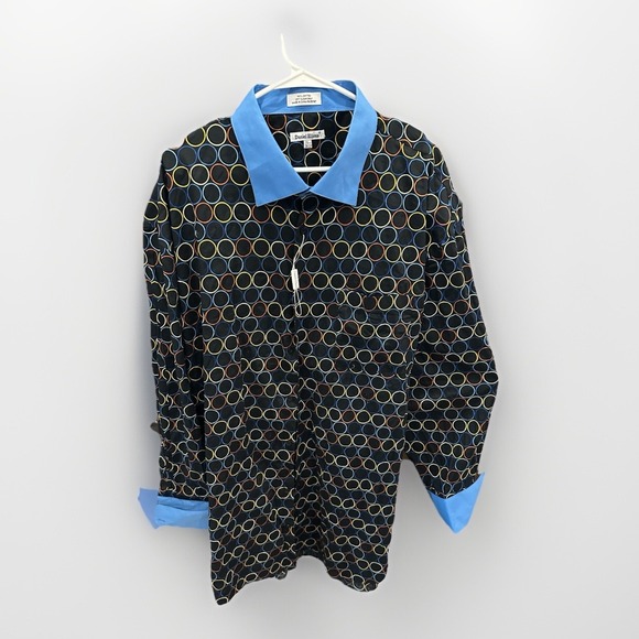 Other - Daniel Ellissa Black‎ Blue Circles French Cuff 20 1/2 36-37